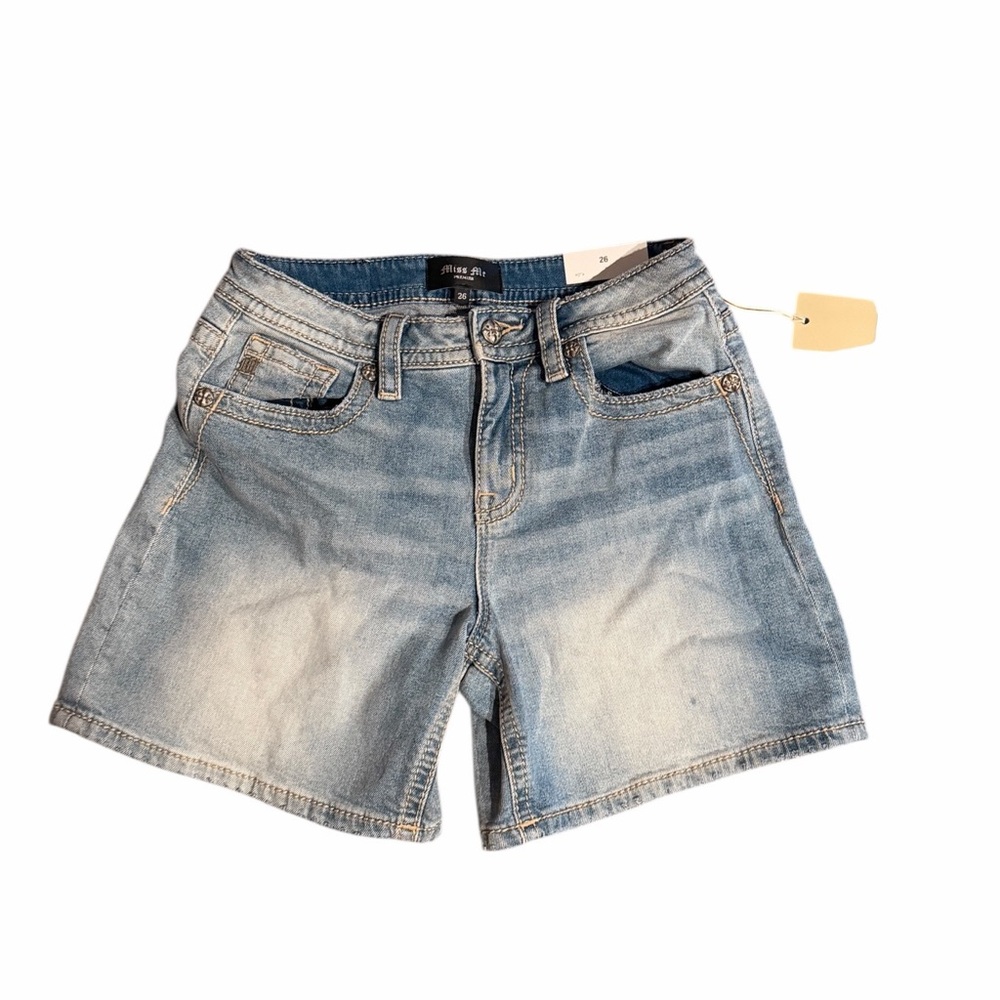Miss Me Light Blue Jean Mom Shorts